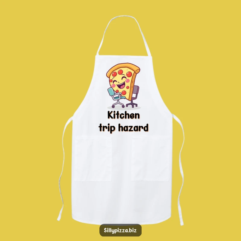 Funny Pizza Slice Tripping Apron, Hilarious Kitchen Wear for Chefs