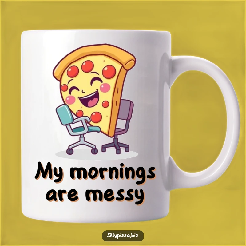 Funny Pizza Slice Tripping Mug, Hilarious Office Humor Coffee Cup Gift