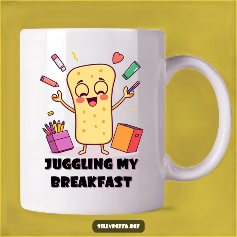 Joyful Breadstick Juggling Mug, Funny Office Supplies Coffee Cup Gift