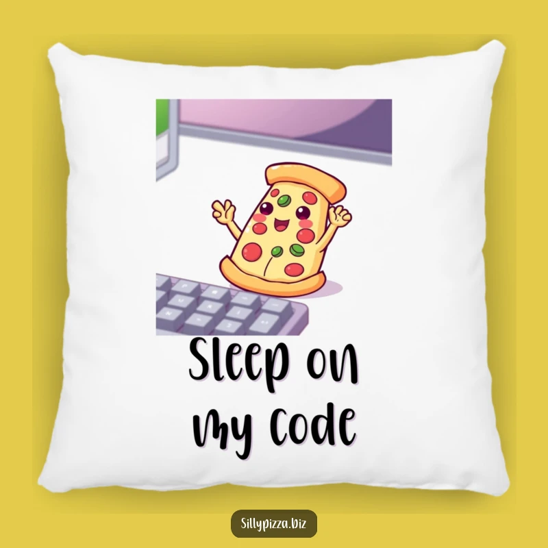 Funny Tech Pizza Pillow: Playful Waving Slice Enthusiastic Keyboard Comfort