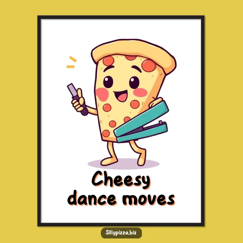 Silly Pizza Dance Digital Art, Printable Office Stapler Humor Decor