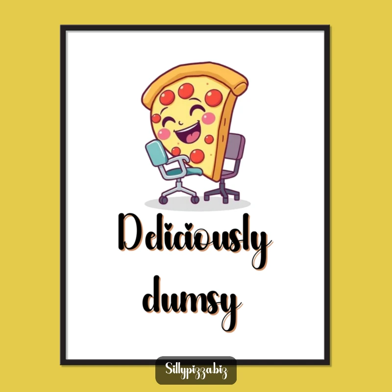 Hilarious Pizza Slice Tripping Digital Art, Printable Office Humor Decor