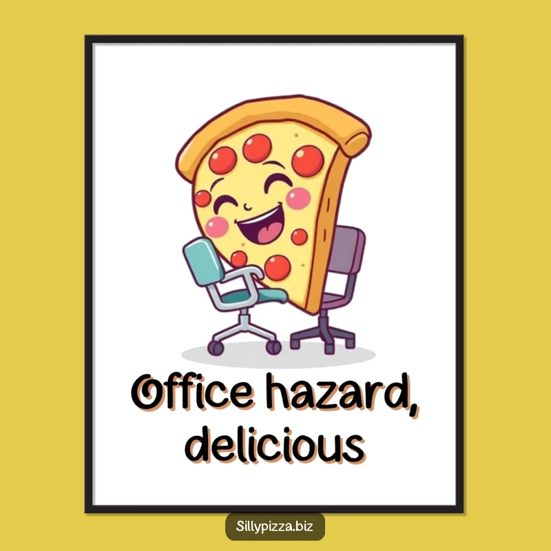 Hilarious Pizza Slice Tripping Poster, Funny Office Wall Art for Decor