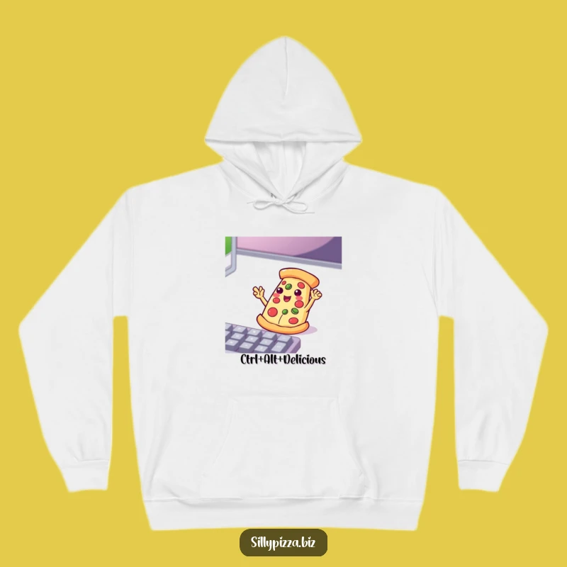 Funny Tech Pizza Hoodie: Playful Waving Slice Enthusiastic Keyboard Comfort