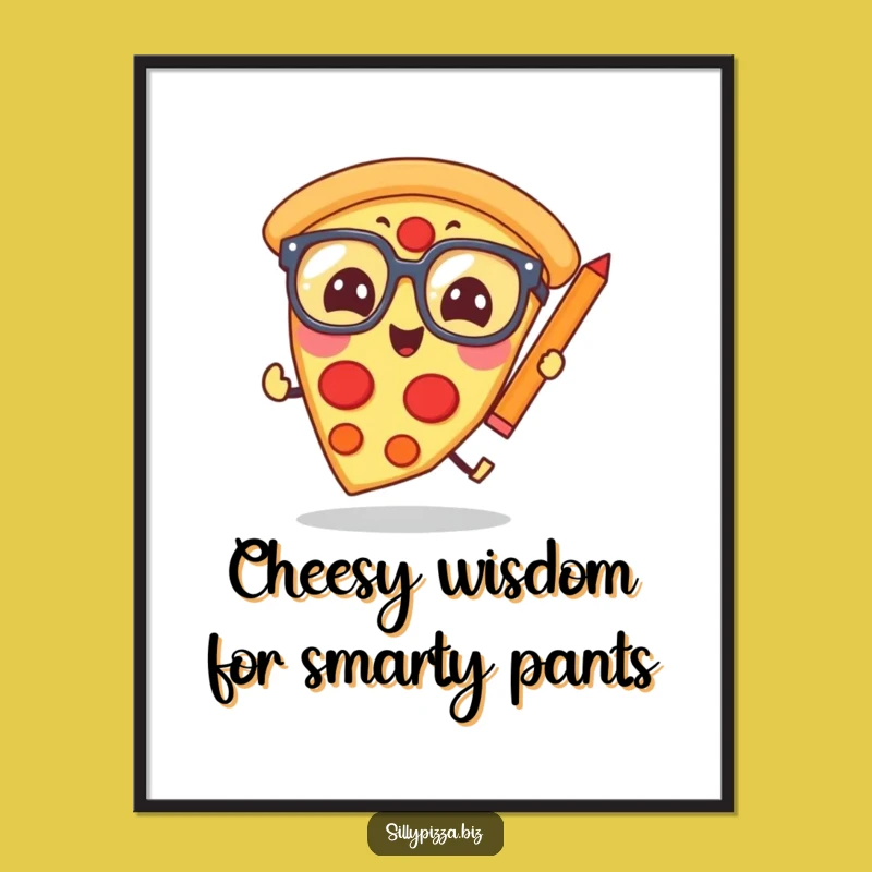 Funny Free Printable Wall Art: Giggling Pizza Scholar, Quirky Downloadable Decor