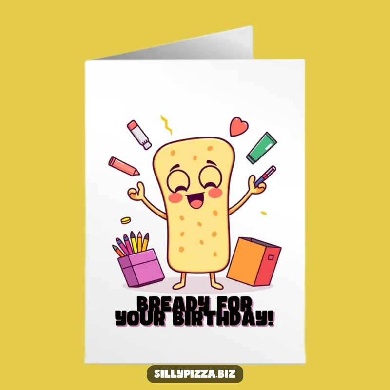 Funny Printable Birthday Card: Juggling Breadstick, Joyful Free Downloadable Gift