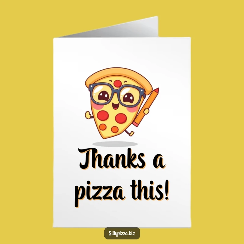 Free Printable Thank You Card: Giggling Pizza Scholar's Gratitude, Hilarious Downloadable Gift