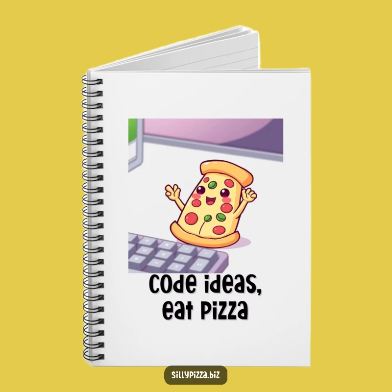 Funny Tech Pizza Notebook: Playful Waving Slice Enthusiastic Keyboard Journal
